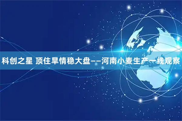 科创之星 顶住旱情稳大盘——河南小麦生产一线观察